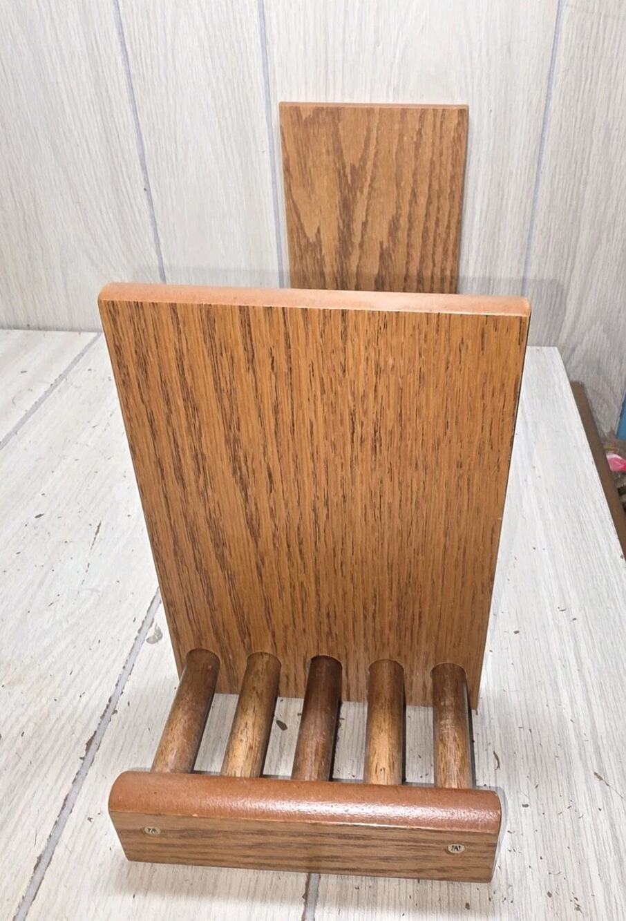 Vintage MCM Wood Book Stand Rack Adjustable Sliding End Book Holder Table Top